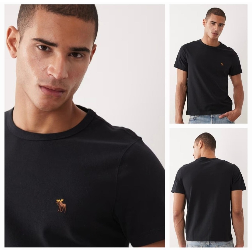 Abercrombie & Fitch Mens Black Soft Polished Tee T-Shirt Premium Cotton Size XL